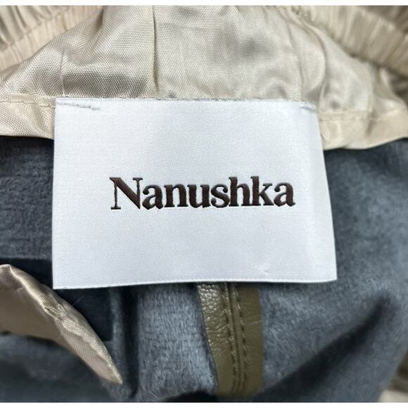 Nanushka Janna Vegan Leather Drawstring Shorts In Olive Green Designer Size XS - Picture 6 of 9